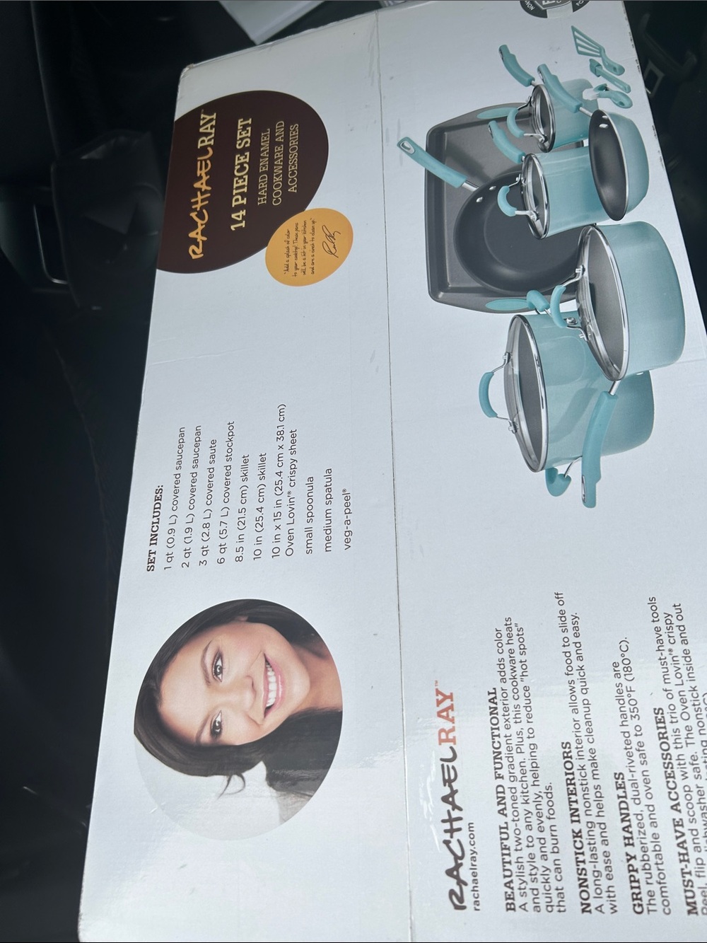 Rachael Ray Aqua Blue 14-Piece Cookware Set